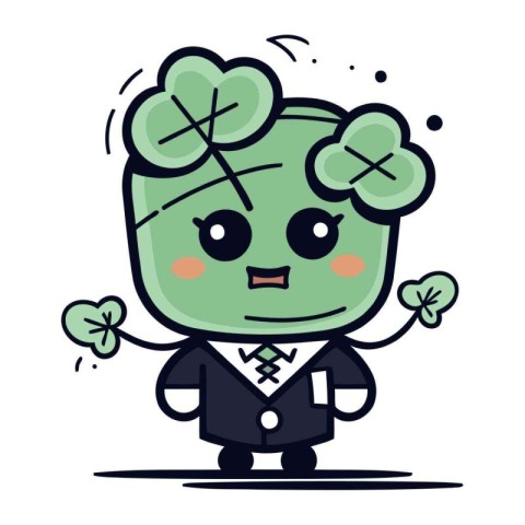 Kawaii Smiling St. Patricks Day Irish Pot Cartoon Character