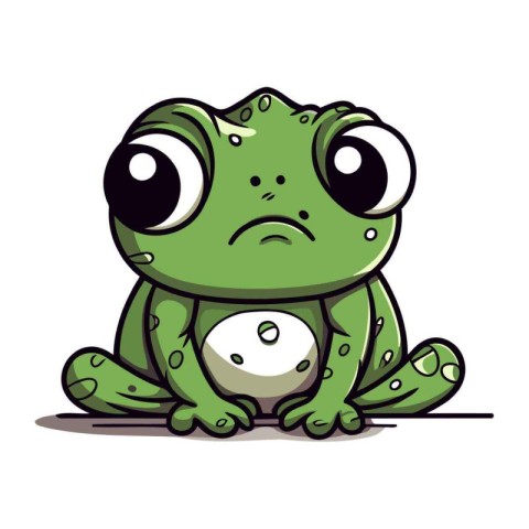 Frog with sad eyes. Vector illustration isolated on white backgr