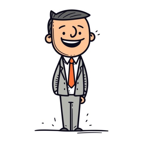 Smiling businessman cartoon doodle vector illustration hand draw