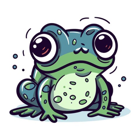 Cute cartoon frog. Vector illustration. Isolated on white backgr