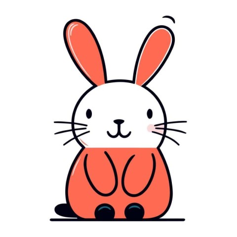 Cute cartoon rabbit. Vector illustration isolated on a white bac