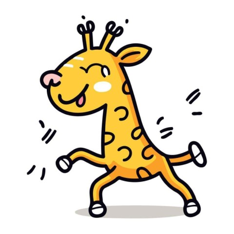 Cute Giraffe Running   Cartoon Vector Illustration