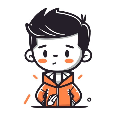 Illustration of a Kid Boy Wearing a Warm Clothes   Vector