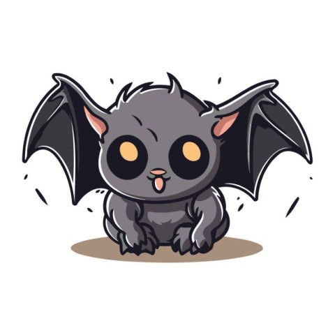 Cute cartoon vampire bat isolated on white background. Vector il