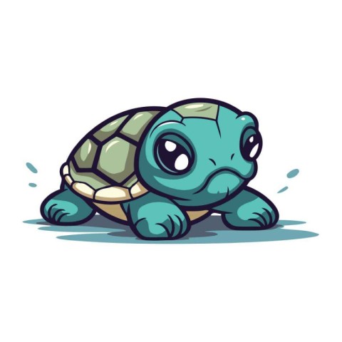 Cute cartoon baby turtle. Vector illustration isolated on white