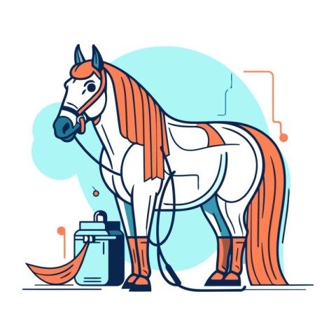 Horse riding. Vector illustration in linear style. Flat design.