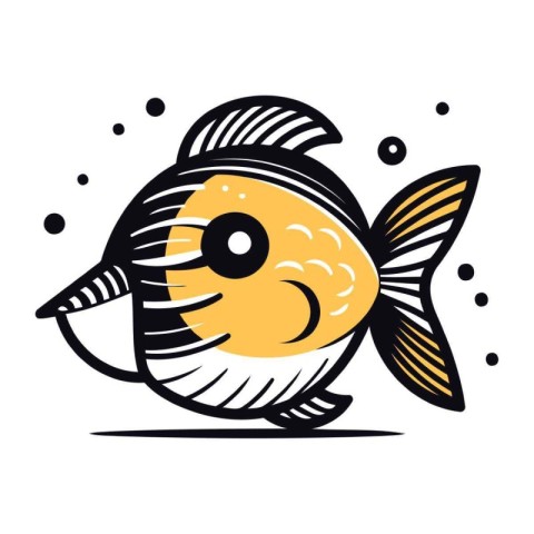 Cartoon fish icon isolated on white background. Vector Illustrat