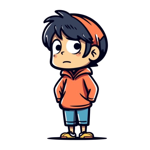 Angry little boy cartoon vector illustration. Cute little boy ca