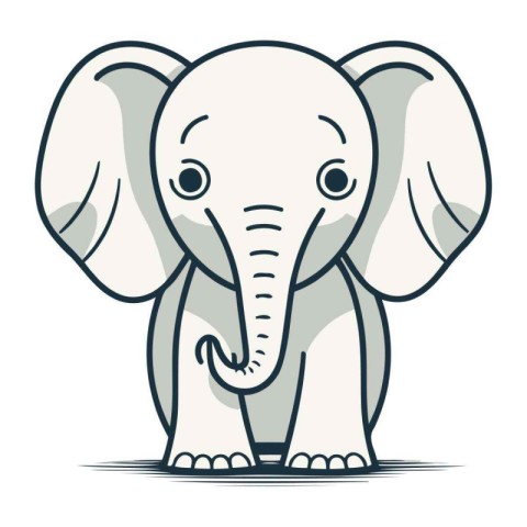 Cute Cartoon Elephant. Vector illustration isolated on a white b