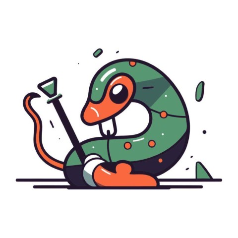 Cute snake cartoon character. Vector illustration in doodle styl