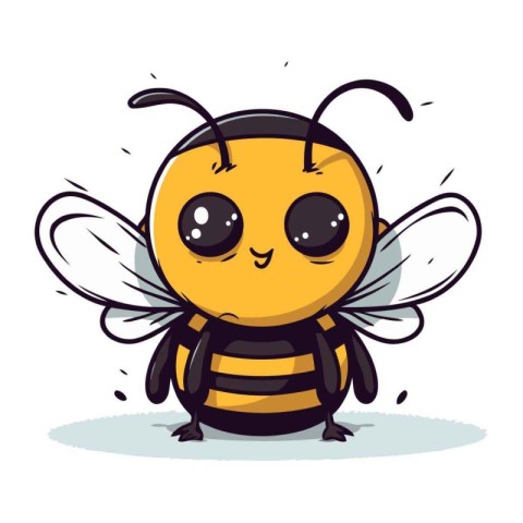 Cute cartoon bee. Vector illustration. Isolated on white backgro