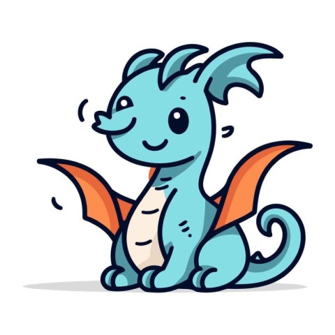 Cute cartoon dragon. Vector illustration. Isolated on white back