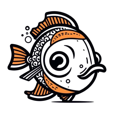 Illustration of a cute fish on a white background. vector illust