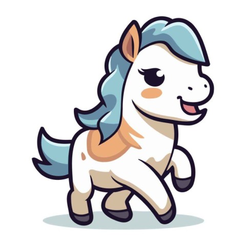 Cute cartoon horse. Vector illustration isolated on a white back