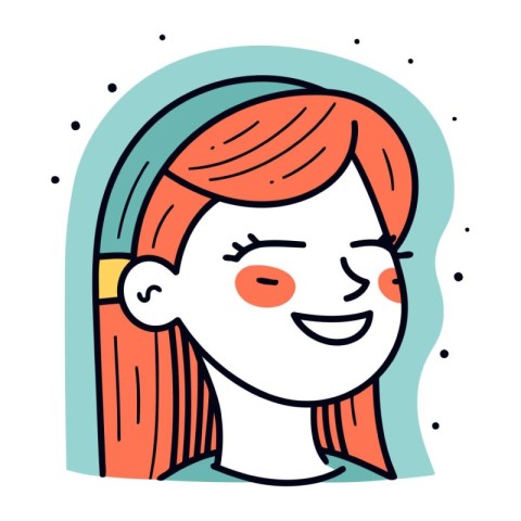 Vector illustration of a girl with long hair in a flat style.