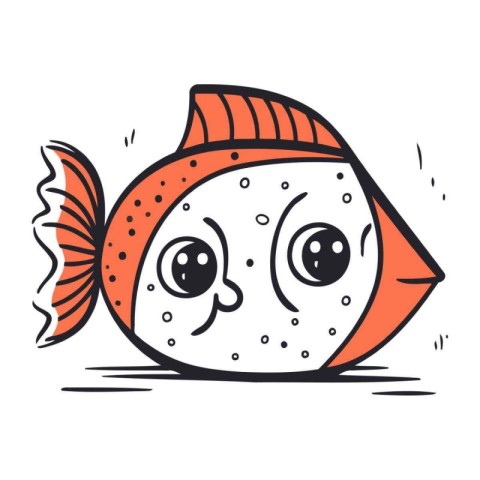 Cute cartoon fish. Vector illustration isolated on a white backg