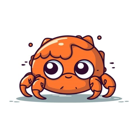 Cute cartoon crab character. Vector illustration isolated on whi