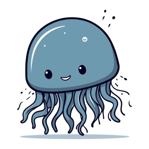 Cute cartoon jellyfish. Vector illustration isolated on white ba