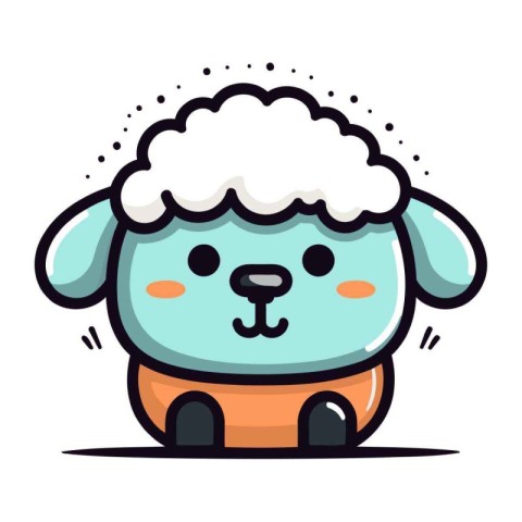 Cute sheep cartoon character. Vector illustration. Isolated on w