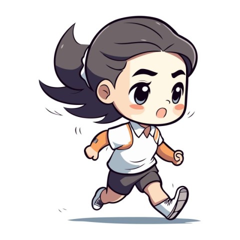 Running girl. Vector illustration. Isolated on a white backgroun