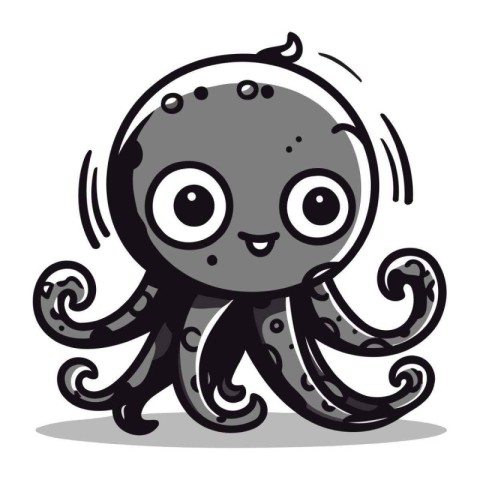 Cute Octopus Cartoon Mascot Character Vector Illustration.