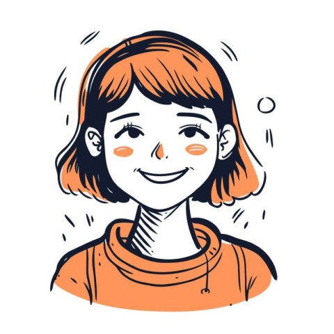 Portrait of a beautiful girl with short hair. Vector illustratio