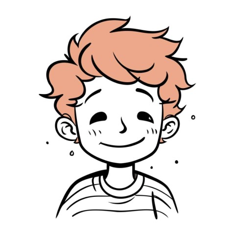 Vector illustration of a boy with red hair in a striped shirt.