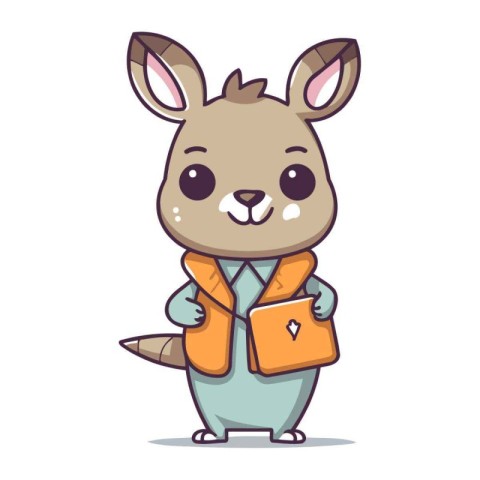 Rabbit with a briefcase. Cute cartoon vector illustration.