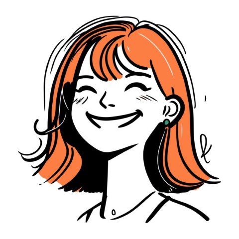 Vector illustration of a smiling young woman with red hair and c