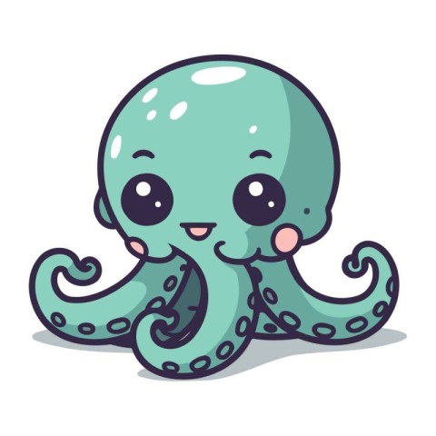 Cute octopus cartoon character vector illustration. Cute octopus