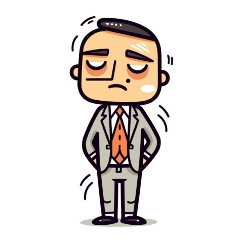 Sad Businessman   Retro Cartoon Vector Illustration