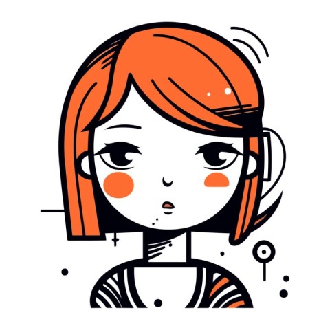 Vector illustration of a cute girl with red hair. Cartoon style.