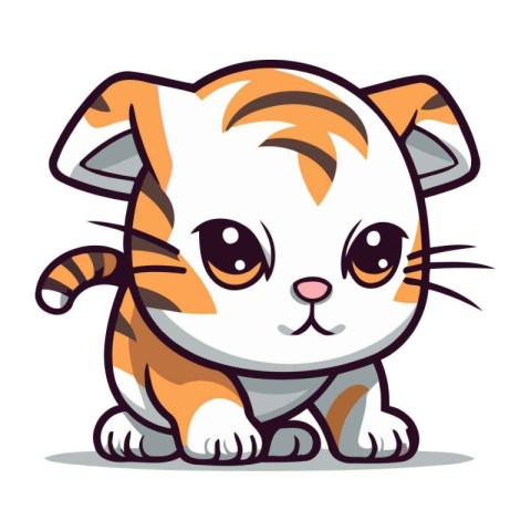 Cute cartoon tiger isolated on a white background. Vector illust