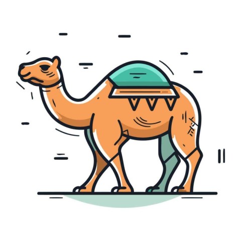 Camel vector illustration in flat style. Cute camel icon.