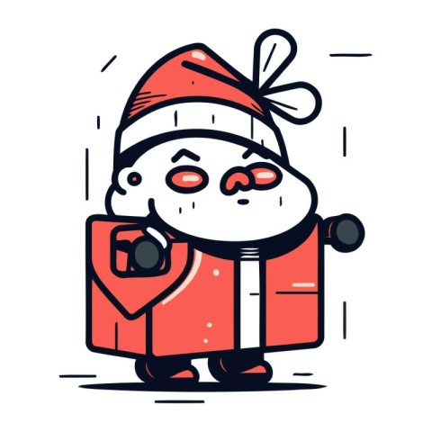 Vector illustration of a cute santa claus with a camera.