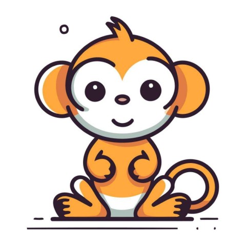 Cute cartoon monkey. Vector illustration isolated on a white bac