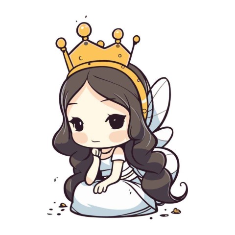 Illustration of a cute little fairy with a crown on her head