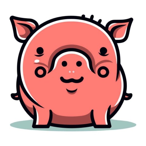 Cute piggy. Vector illustration. Isolated on white background.