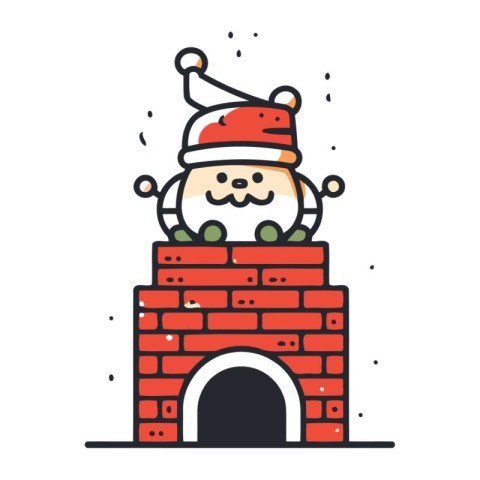 Santa claus in the chimney. Vector illustration in flat style.