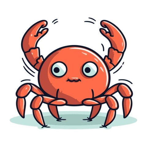 Cute cartoon crab character. Vector illustration isolated on whi