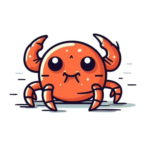 Cute cartoon crab character. Vector illustration isolated on whi