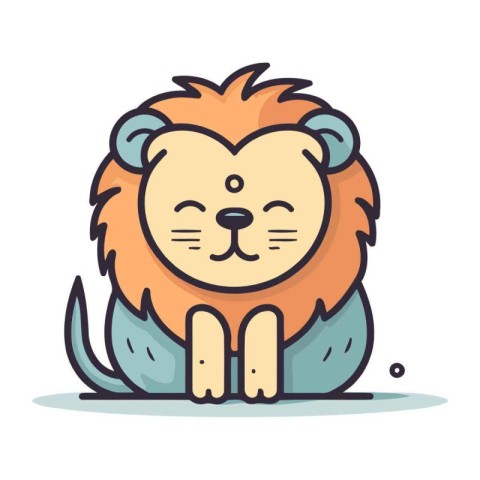 Cute lion character. Vector illustration in a flat cartoon style