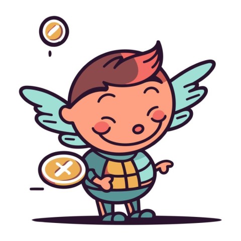 Cute boy with wings. Vector illustration in a flat style.