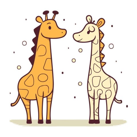 Two cute giraffes. Vector illustration in flat cartoon style.