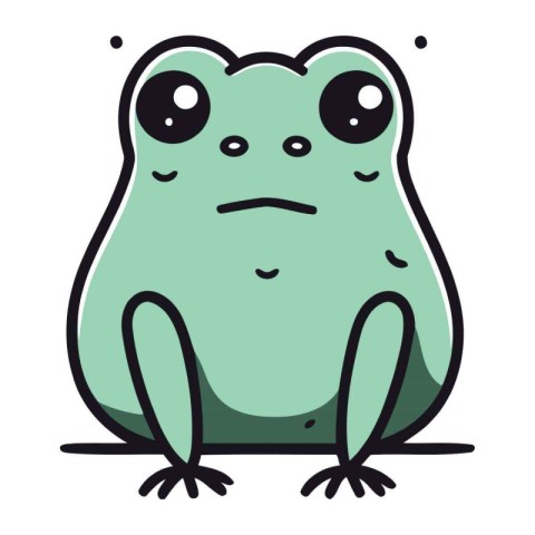 Frog vector illustration. Cute cartoon frog isolated on white ba