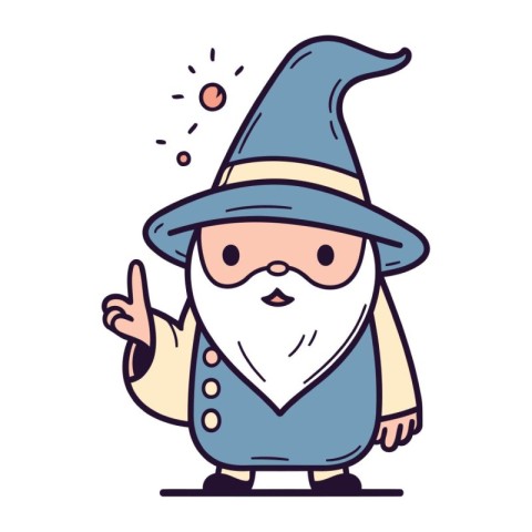 Cartoon wizard. Vector illustration of a wizard in a flat style.