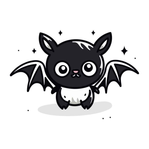 Cute Bat Cartoon Mascot Character. Vector Illustration.