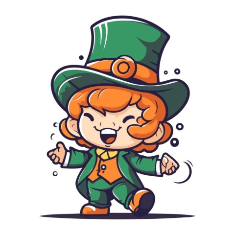 Leprechaun vector illustration. Cute cartoon leprechaun.