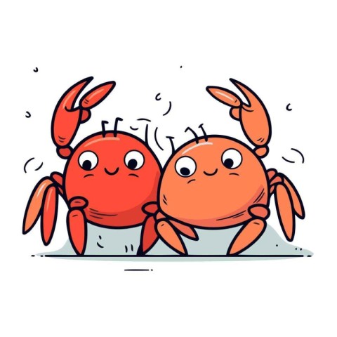 Funny cartoon crab. Vector illustration isolated on a white back