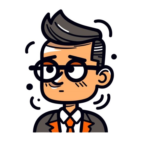 Cartoon character illustration of a man wearing glasses and a su